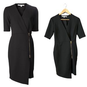 Veronica Beard Black Quarter Zip Front V-Neck Short Sleeve Dress 4